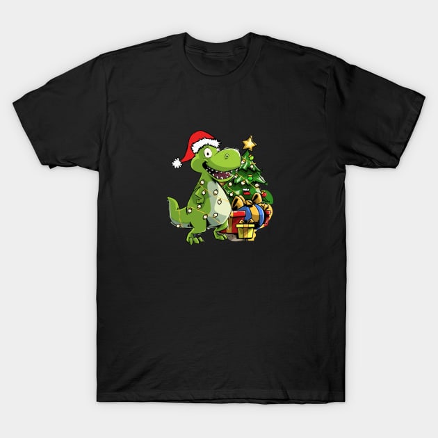 Christmas Dinosaur T-Rex T-Shirt by iHeartDinosaurs